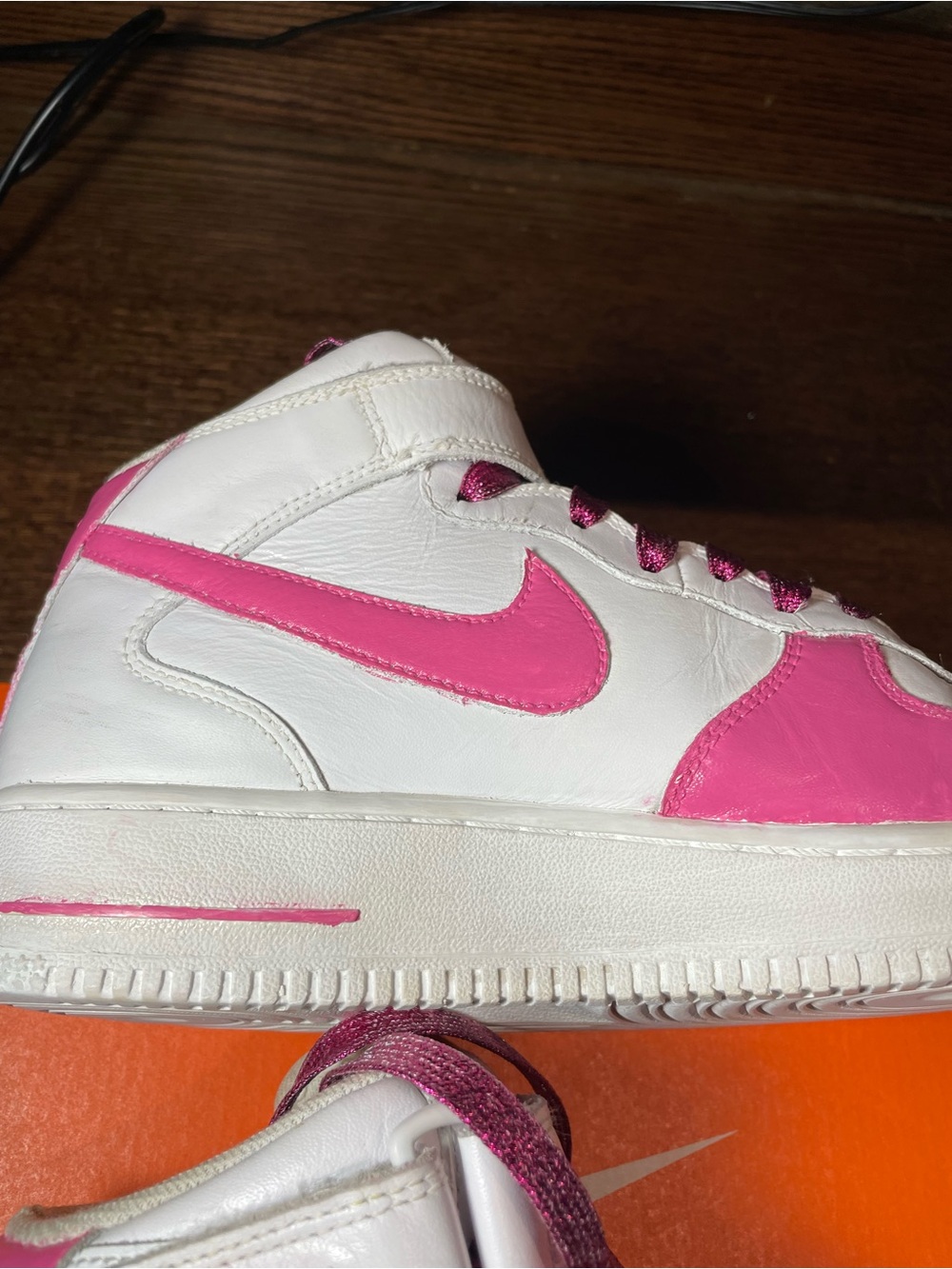 Nike Air Force 1 White Custom painted Pink Women’s Shoes US 9.5 EUR41 Authentic - Picture 10 of 16